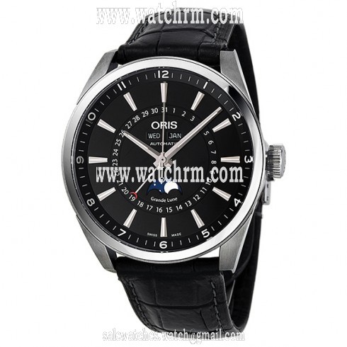 Oris Artelier Complication Black Dial Automatic Black Leather Men's Watch  01 915 7643 4054 07 5 21 81FC