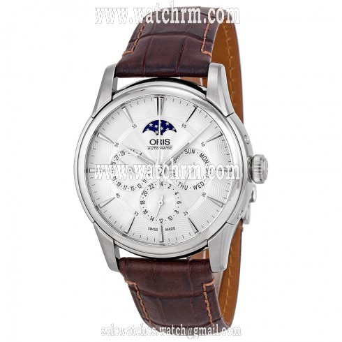 Oris Artelier Complication Silver Dial Brown Leather Men's Watch 01 582 7689 4051-07 5 21 70FC