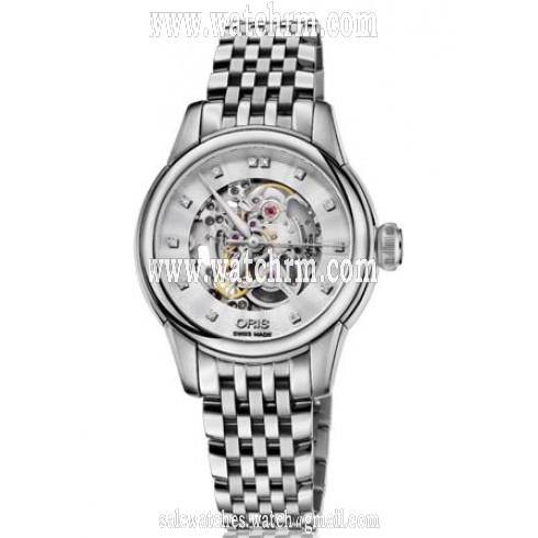 Oris Artelier Silver Skeleton Dial Stainless Steel Ladies Watch 01 560 7687 4019-07 8 14 77