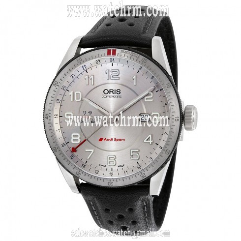 Oris Artix Audi Sport GMT Automatic Silver Dial Black Leather Men's Watch 747-7701-4461LS