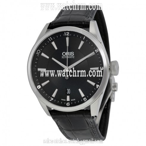 Oris Artix Automatic Black Dial Black Leather Men's Watch 733-7713-4034LS