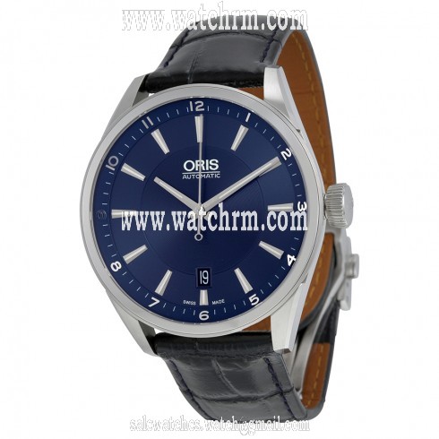 Oris Artix Blue Dial Blue Leather Strap Sainless Steel Case Men's Watch 733-7713-4035LS