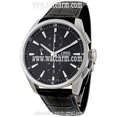 Oris Artix Chronograph 44mm Leather Strap Watch 674-7644-4054LS