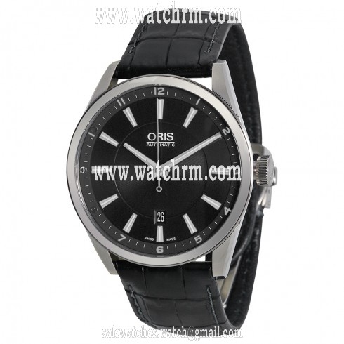 Oris Artix Date Automatic Black Dial Black Leather Men's Watch 733-7642-4034LS