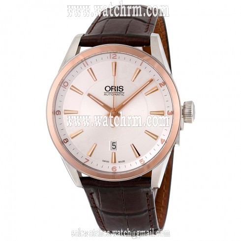 Oris Artix Date Automatic Silver Dial Brown Leather Men's Watch 733-7642-6331LS
