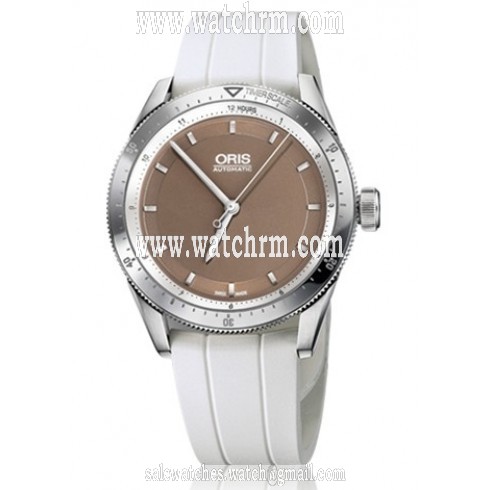 Oris Artix GT Brown Dial White Rubber Ladies Watch 01 733 7671 4152-07 4 18 20FC