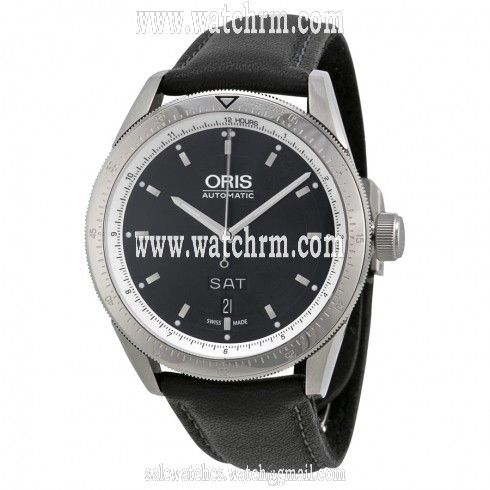 Oris Artix GT Day Date Black Dial Leather Strap Automatic Men's Watch 735-7662-4174LS