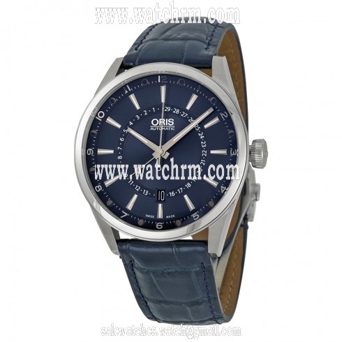 Oris Artix Moonphase Blue Dial Black Leather Men's Watch 761-7691-4085LS