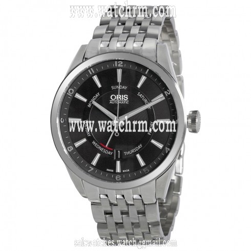 Oris Artix Pointer Moon Automatic Silver Dial Brown Leather Men's Watch 755-7691-4054MB
