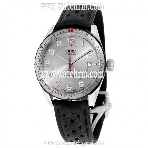 Oris Atrix GT Date Silver Dial Black Leather Men's Watch 01 733 7671 4461-07 5 18 87FC