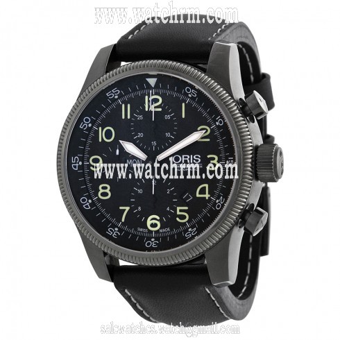 Oris Big Crown Automatic Black  Dial Black Leather Men's Watch 675-7648-4234LS