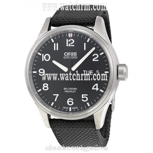 Oris Big Crown Automatic Black Dial Black Textile Men's Watch 752-7698-4164TS