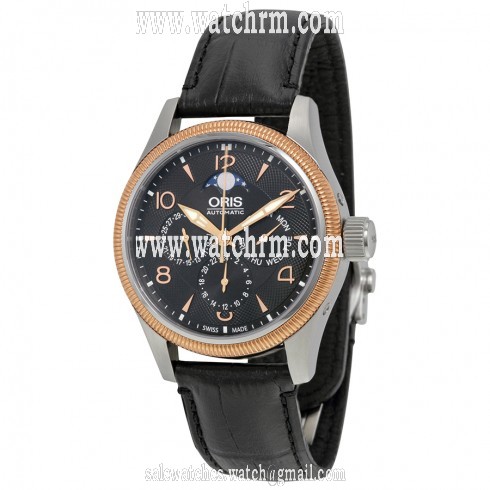 Oris Big Crown Complication Black Dial Black Leather Men's Watch 01 582 7678 4364-07 5 20 76FC
