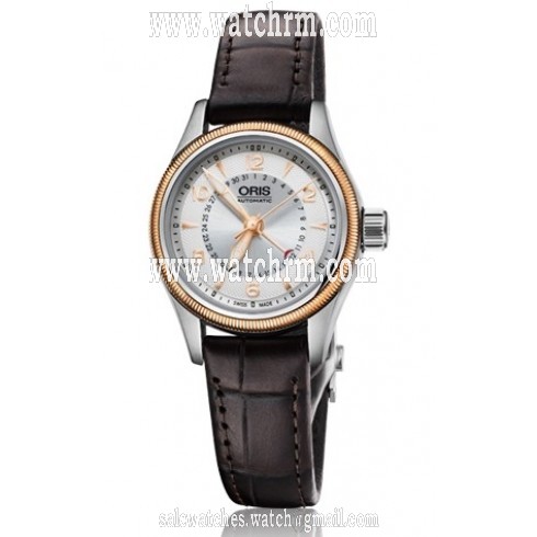 Oris Big Crown Pointer Date Silver Dial Dark Brown Leather Unisex Watch 01 594 7680 4361-07 5 14 77FC