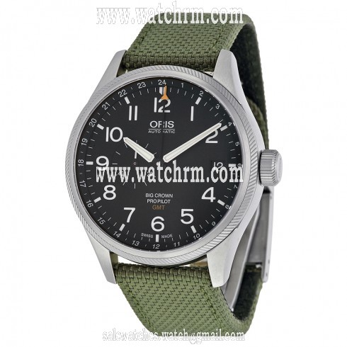 Oris Big Crown Pro Pilot Automatic Black Dial Olive Green Textile Men's Watch 748-7710-4164GRFS