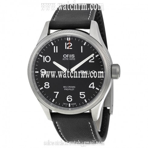 Oris Big Crown Pro Pilot Black Dial Black Leather Men's Watch 752-7698-4164LS