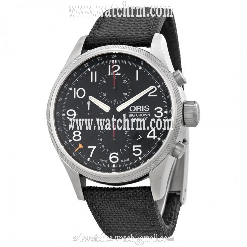 Oris Big Crown Pro Pilot Chronograph Black Dial Black Fabric Men's Watch 677-7699-4164FS