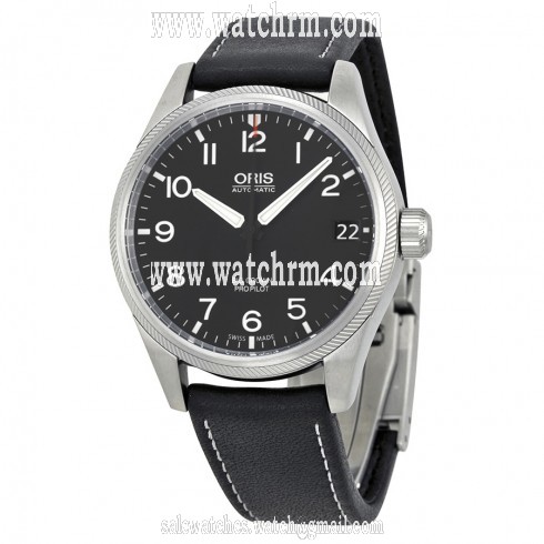 Oris Big Crown Propilot Automatic  Black Dial Black Leather Men's Watch 751-7697-4164LS