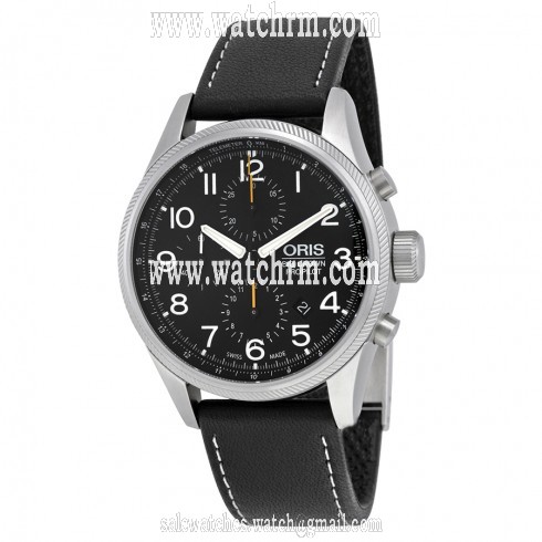 Oris Big Crown ProPilot Chronograph Black Dial Black Leather Men's Watch 774-7699-4134LS