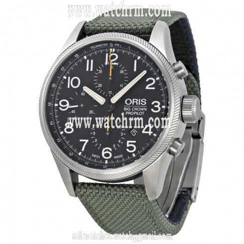 Oris Big Crown ProPilot Chronograph Black Dial Green Textile Men's Watch 774-7699-4134FSGR