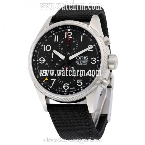 Oris Big Crown ProPilot Chronograph GMT Black Dial Black Fabric Men's Watch 677-7699-4164BKFS