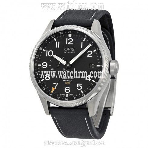 Oris Big Crown ProPilot GMT Automatic Black Dial Black Leather Men's Watch 748-7710-4164LS