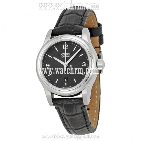 Oris Classic Date Black Dial Black Leather Ladies Watch 01 561 7650 4034-07 5 14 11