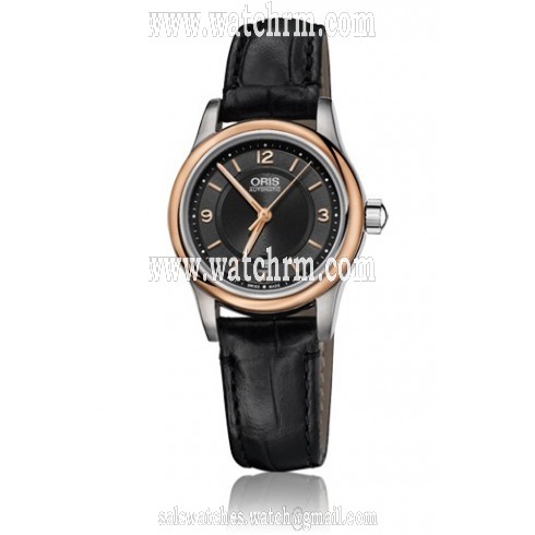 Oris Classic Date Black Dial Black Leather Ladies Watch 01 561 7650 4334-07 5 14 11