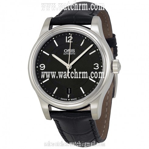 Oris Classic Date Black Dial Black Leather Men's Watch 01 733 7578 4034-07 5 18 11