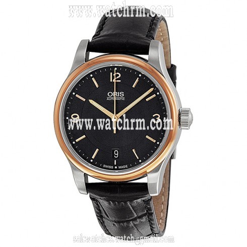 Oris Classic Date Black Dial Black Leather Men's Watch733-7578-4334LS