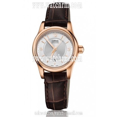 Oris Classic Date Silver Dial Brown Leather Ladies Watch 01 561 7650 4831-07 6 14 10