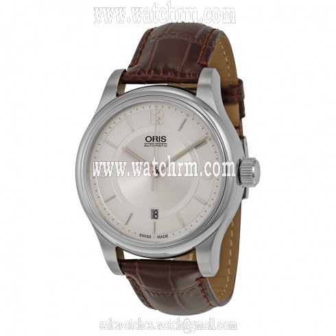 Oris Classic Date Silver Dial Brown Leather Men's Watch 733-7594-4031LS