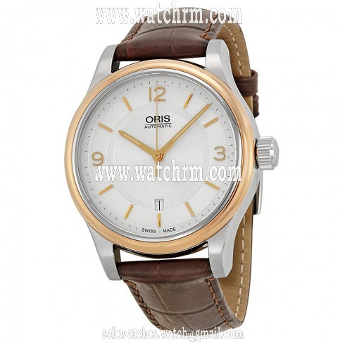 Oris Classic Date Silver Dial Brown Leather Men's Watch 733-7594-4331LS