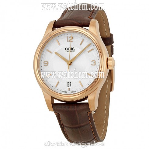 Oris Classic Date Silver Dial Brown Leather Men's Watch 733-7578-4831LS