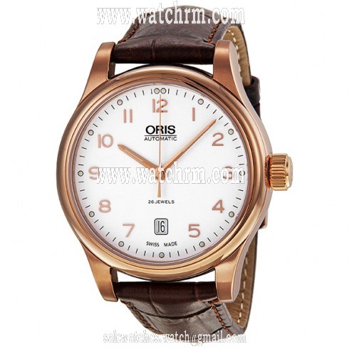 Oris Classic White Dial Rose Gold PVD Men's Watch 733-7594-4891LS