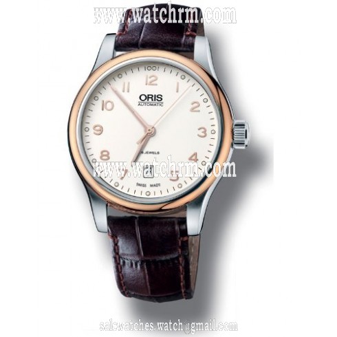 Oris Culture Club Automatic White Dial Brown Laether Men's Watch 733-7594-4391LS