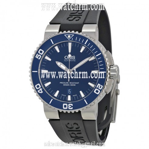 Oris Diving Aquis Date Blue Dial Black Rubber Men's Watch 733-7653-4155RS