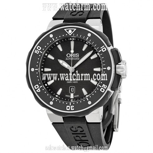 Oris ProDiver Date Black Dial Black Rubber Men's Watch 733-7682-7154RS