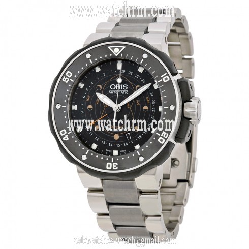 Oris ProDiver Pointer Moon Black Dial Stainless Steel Men's Watch 01 761 7682 7154-Set