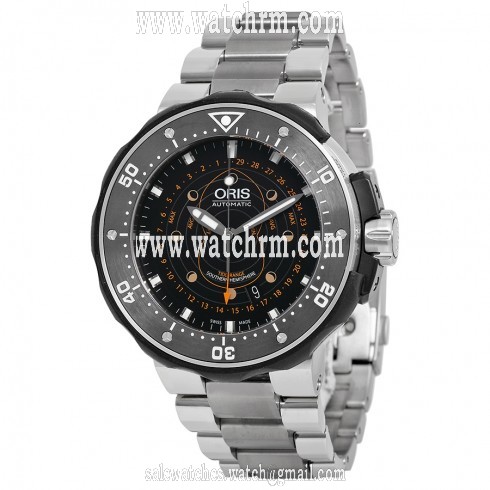 Oris ProDiver Pointer Moon Black Dial Titanium Men's Watch 01 761 7682 7134-Set