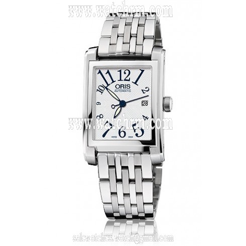 Oris Rectangular Date Silver Dial Stainless Steel Ladies Watch 561-7656-4061MB
