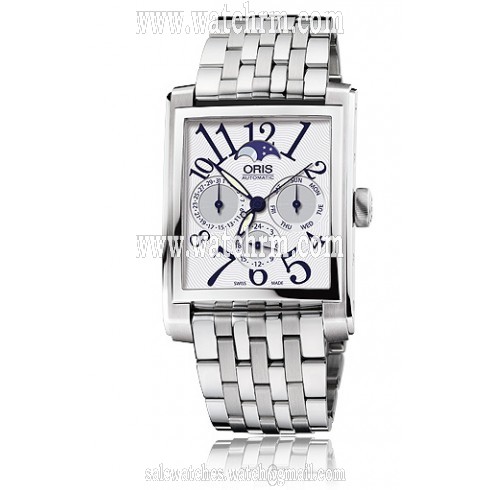 Oris Rectangular Silver Dial Stainless Steel Automatic Men's Watch 582-7658-4061MB