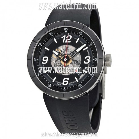 Oris TT1 Skeleton Engine Black Rubber Strap Men's Watch 733-7668-4114RS