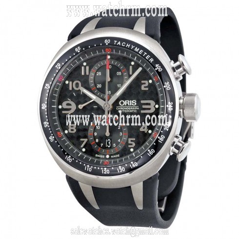 Oris TT3 Chronograph Black Carbon Dial Black Rubber Men's Automatic Watch 674-7587-7264RS