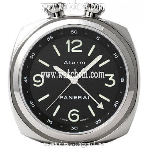 Panerai Black Dial Stainless Steel Travel Clock PAM00173