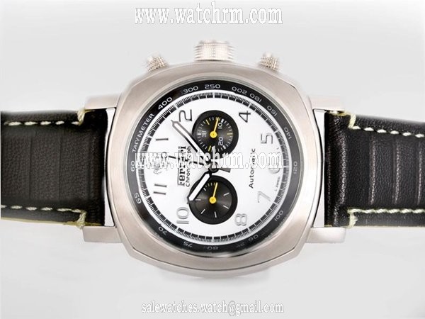 Panerai Ferrari Rattrapante FER00011 45mm Black Crocodile Leather Strap White Dial Watch