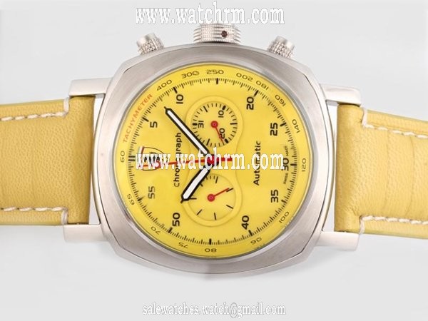 Panerai Ferrari Scuderia FER00008 Stainless Steel Case Yellow Dial 45mm Watch