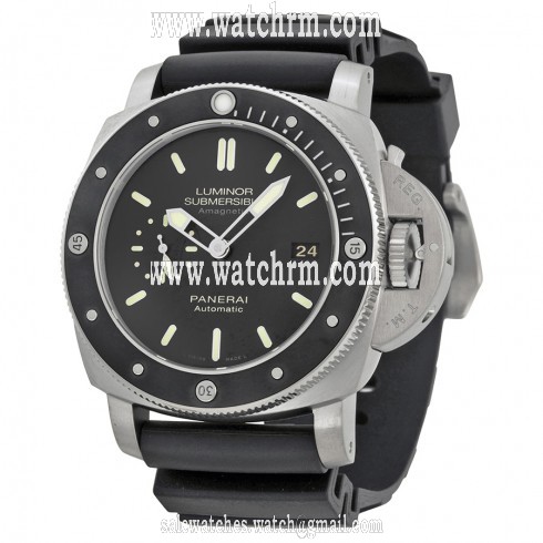 Panerai Luminar Submersible 1950 Amagnetic Black Dial Black Rubber Men's Watch PAM00389