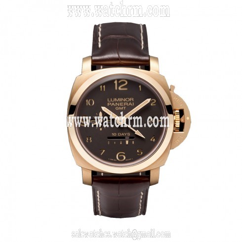 Panerai Luminor 1950 Brown Dial 18kt Pink Gold Brown Leather Men's Watch PAM00492