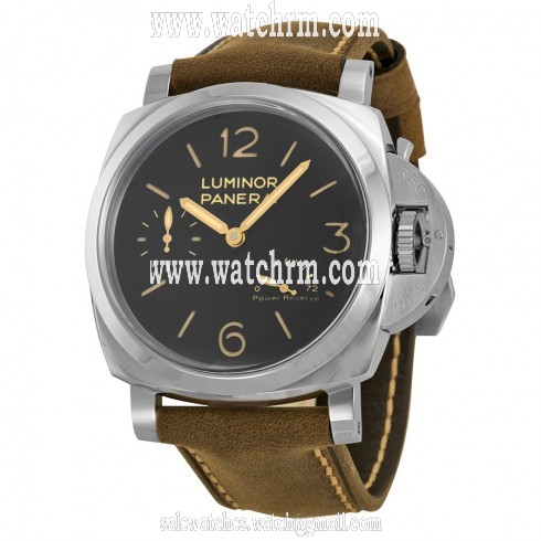Panerai Luminor 1950 Power Reserve Black Dial Brown Leather Men's Watch PAM00423